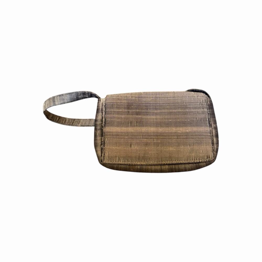 S Malhan Bronze Metallic Evening Clutch Wristlet Formal Party Handbag